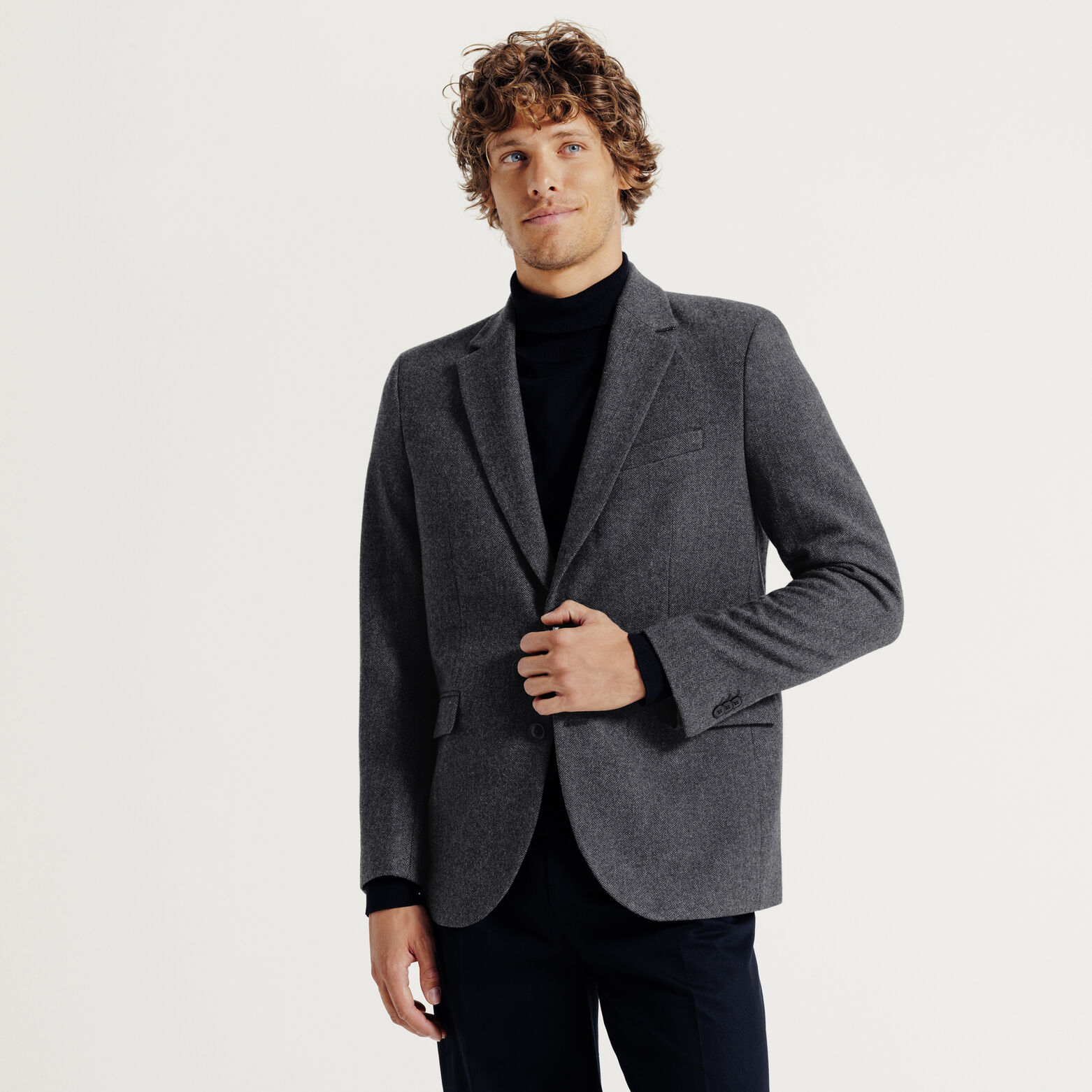 Comfort fit blazerjasje met visgraatmotief