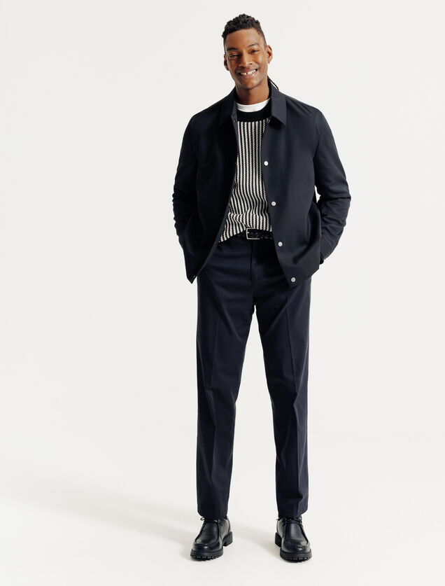 Trui ronde hals in gestreept jacquard