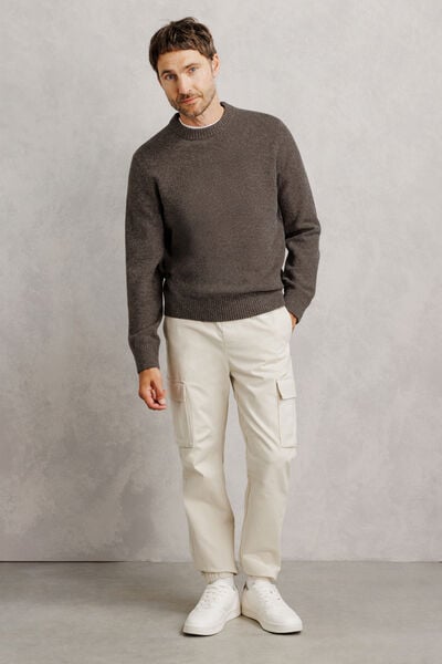 Pull col rond mousseux coton majoritaire