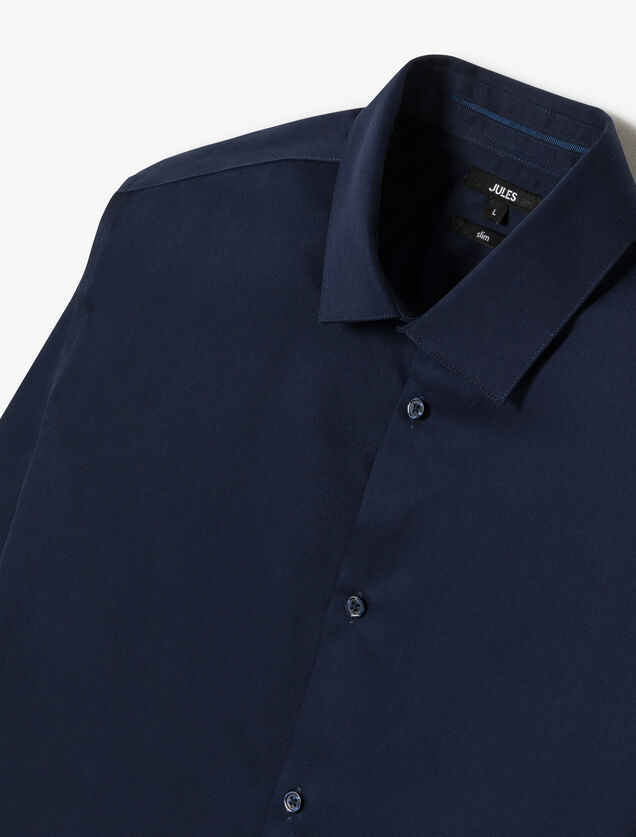 Chemise sans repassage en coton unie slim