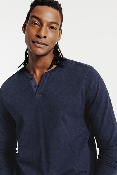 Tee shirt col tunisien manches longues