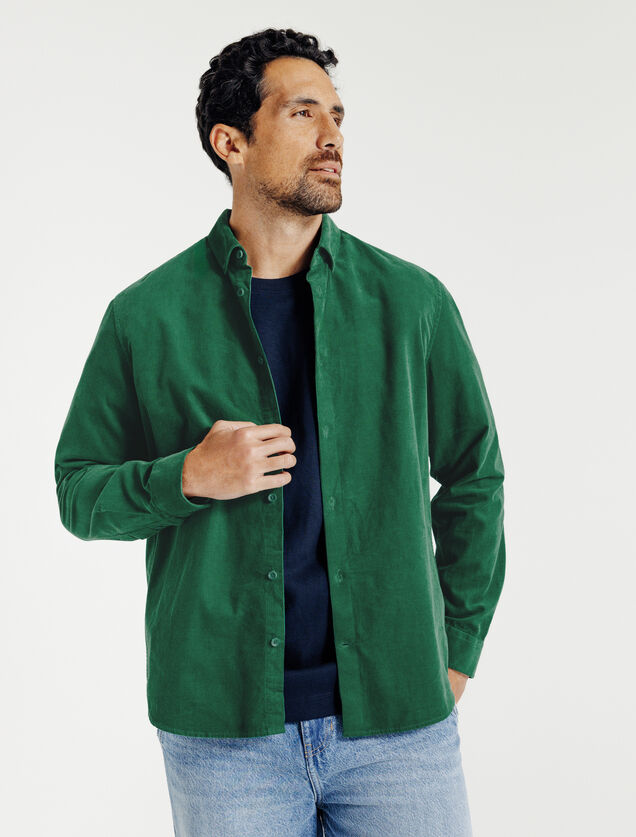 Regular fit hemd in fluweel