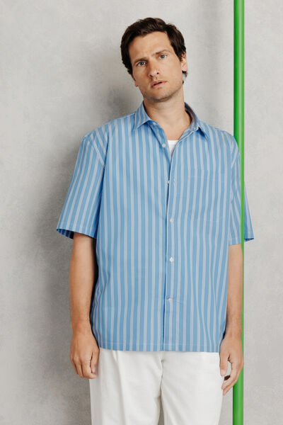 Chemisette en coton boxy ray&eacute;e