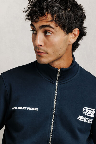 Sweat  zipp&eacute; col montant imprim&eacute;  devant dos