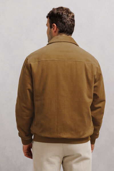 Blouson en velours col chemise zipp&eacute;