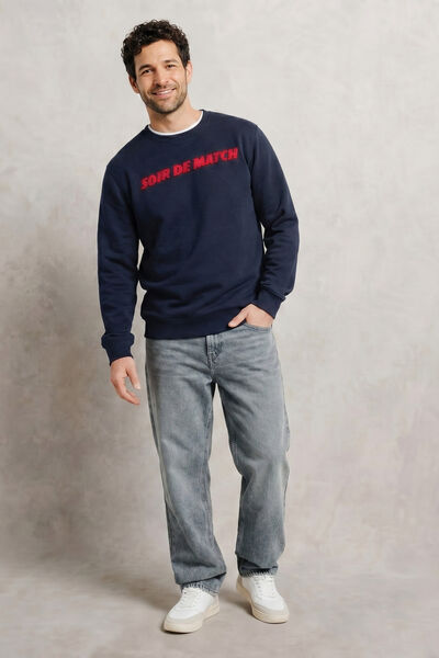 Sweat col rond d&eacute;tail bouclette licence L'&Eacute;quipe