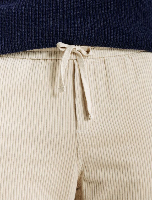 Pantalon en velours taille &eacute;lastiqu&eacute;e