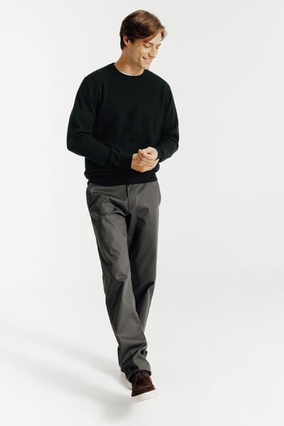 Trui ronde hals in merinos kasjmier