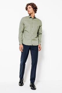 Strijkvrij slim effen hemd in katoen