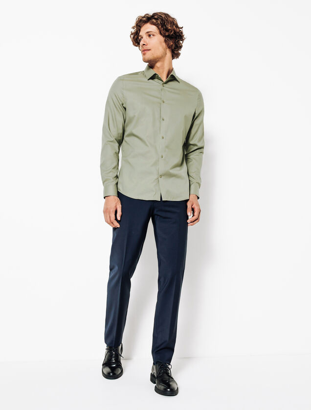 Strijkvrij slim effen hemd in katoen