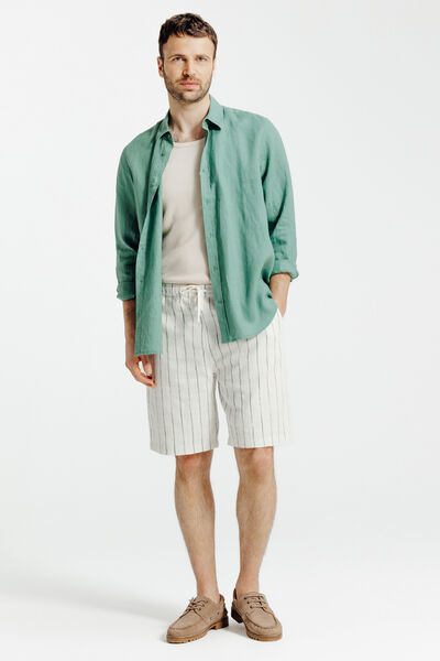 Gestreepte bermuda met elastische tailleband