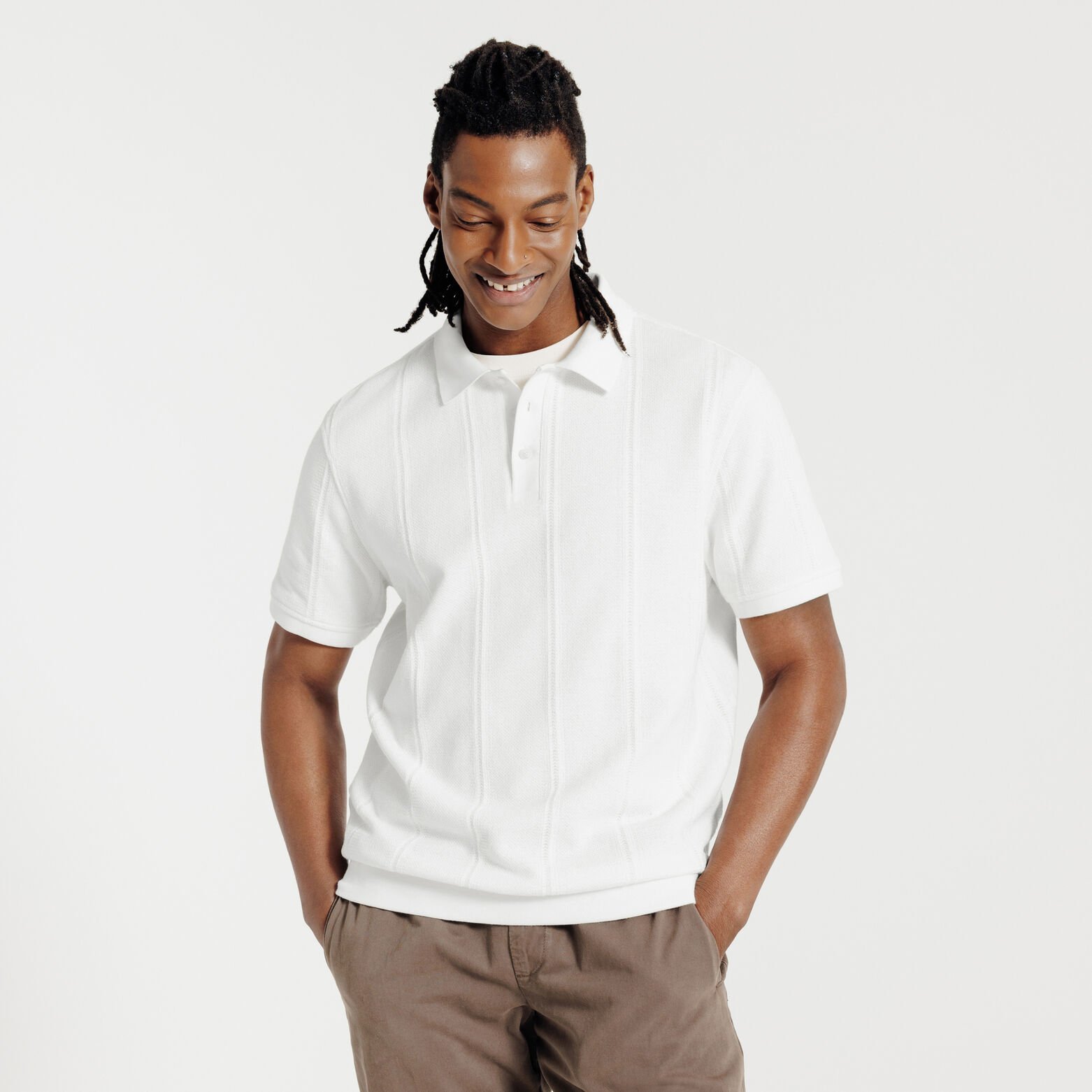 Polo manches courtes textur&eacute;