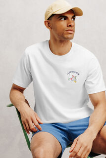 Gevlamd T-shirt met print club terrasse