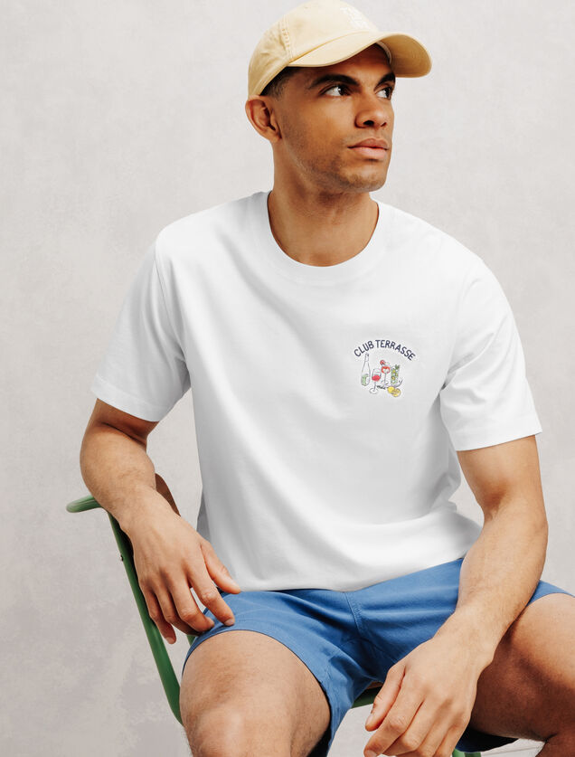 Gevlamd T-shirt met print club terrasse