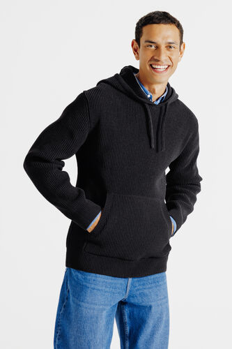 Trui met kap en dubbele kraag