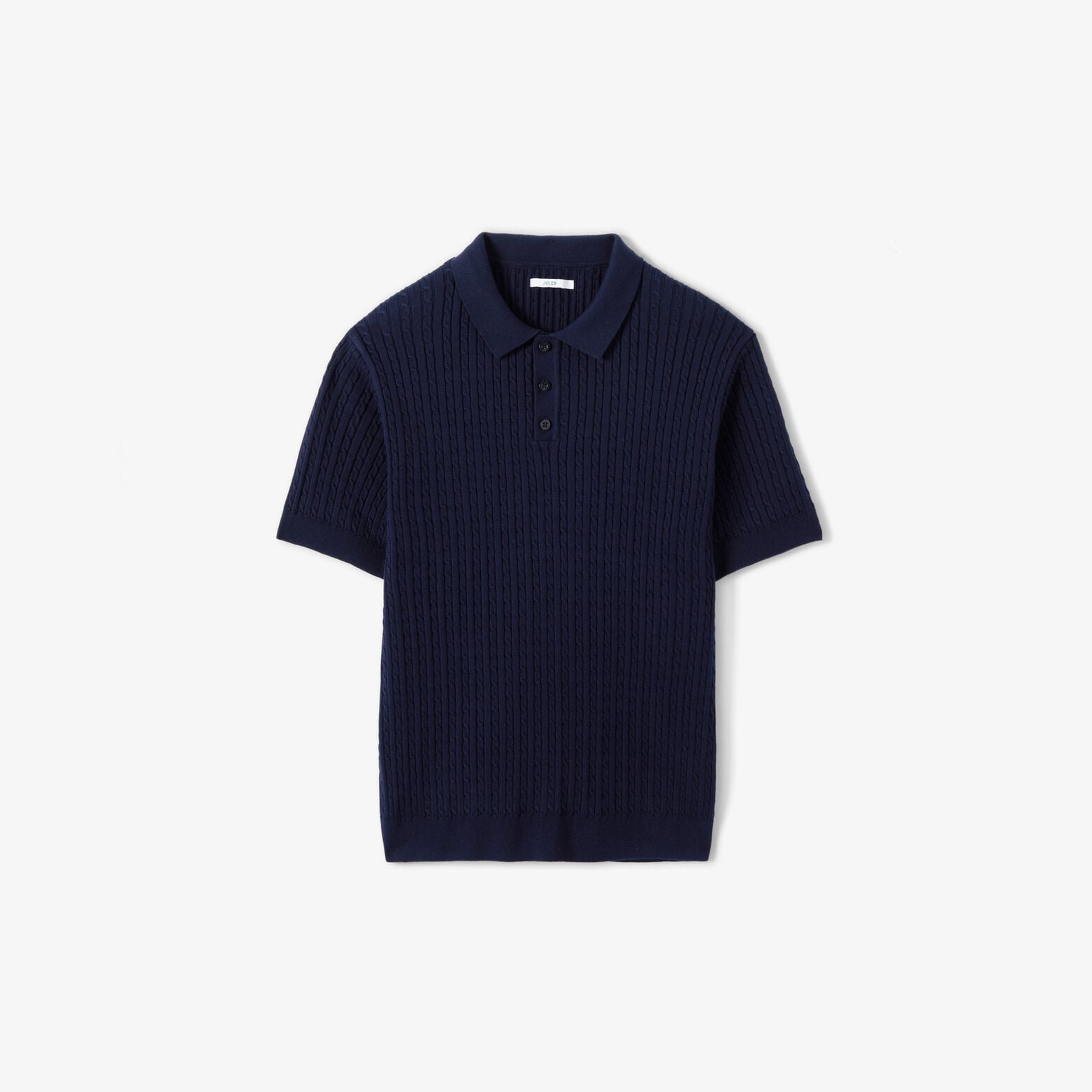 Gebreide polo met korte mouwen en kabelmotief