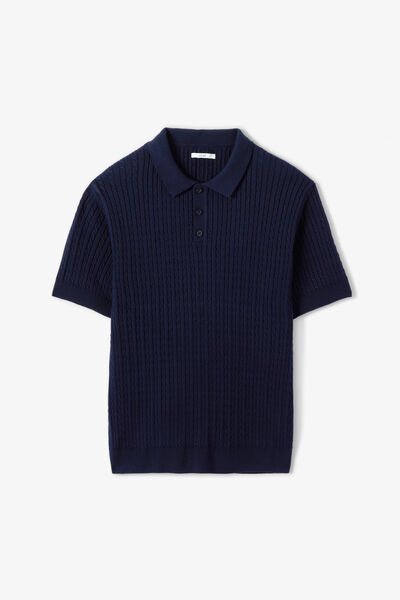 Gebreide polo met korte mouwen en kabelmotief