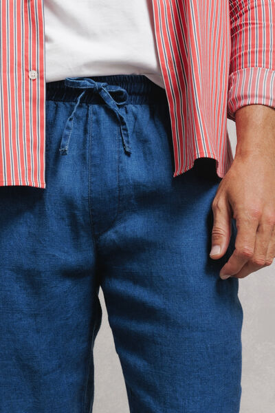 Pantalon tapered 100% lin