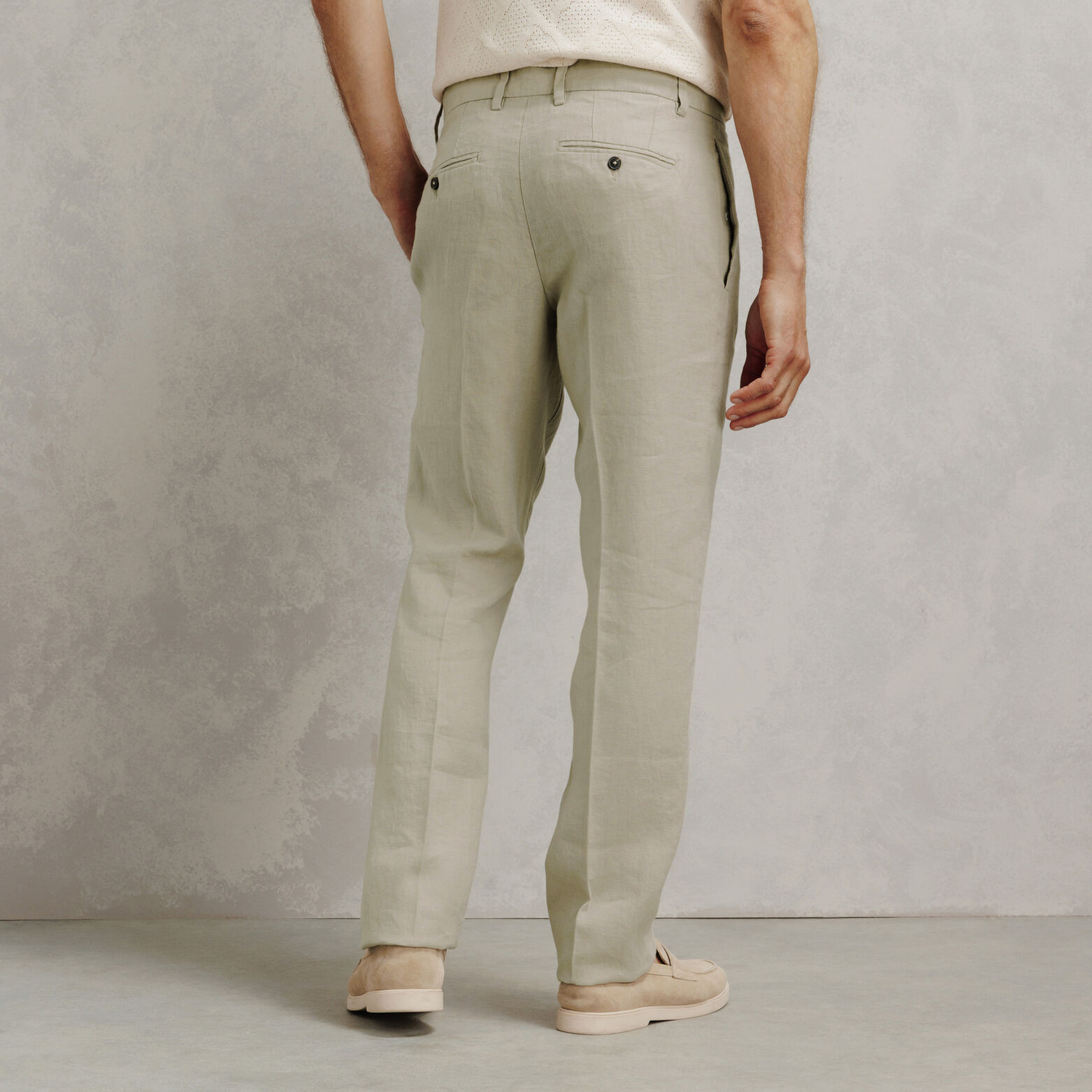 Pantalon chino straight 100% lin