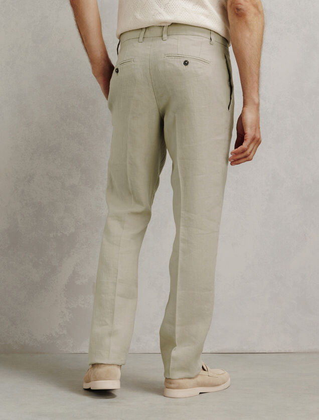 Straight fit chinobroek in 100% linnen