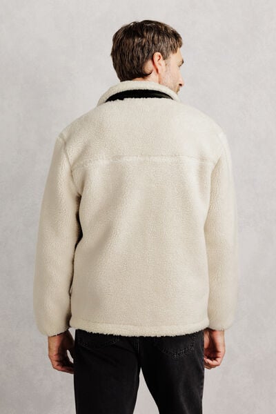 Veste zipp&eacute;e sherpa contrast&eacute;e