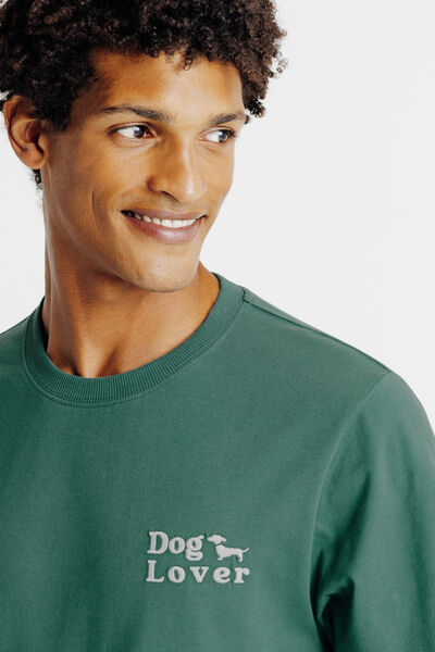 Tee shirt imprimé poitrine chien