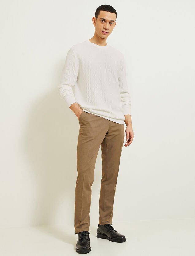 Pull col rond jeux de points fantaisie