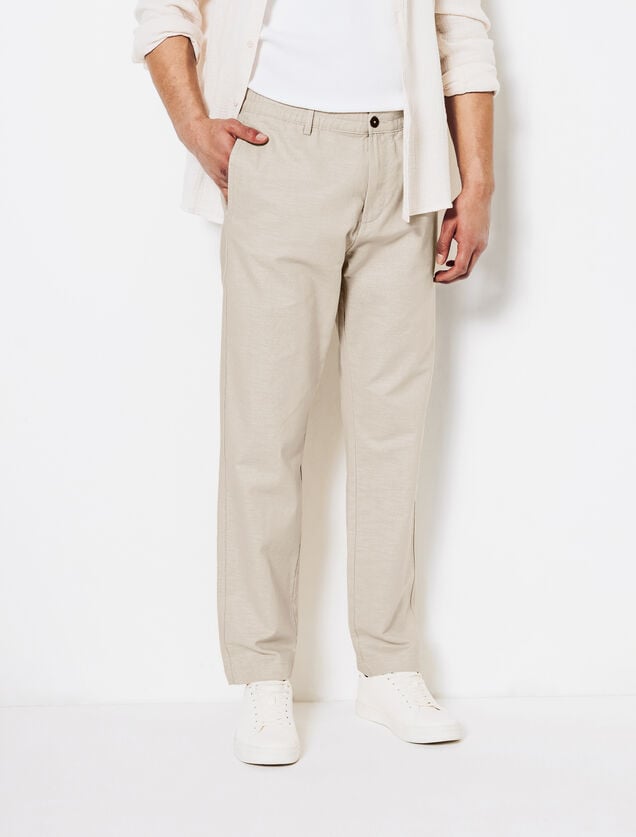 Tapered fit chinobroek in katoen en linnen