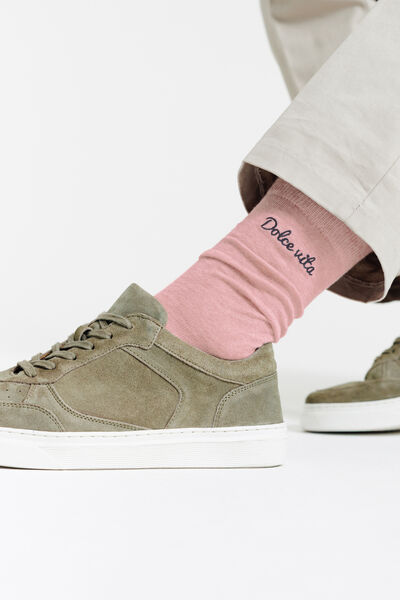 Hoge sokken met opschrift