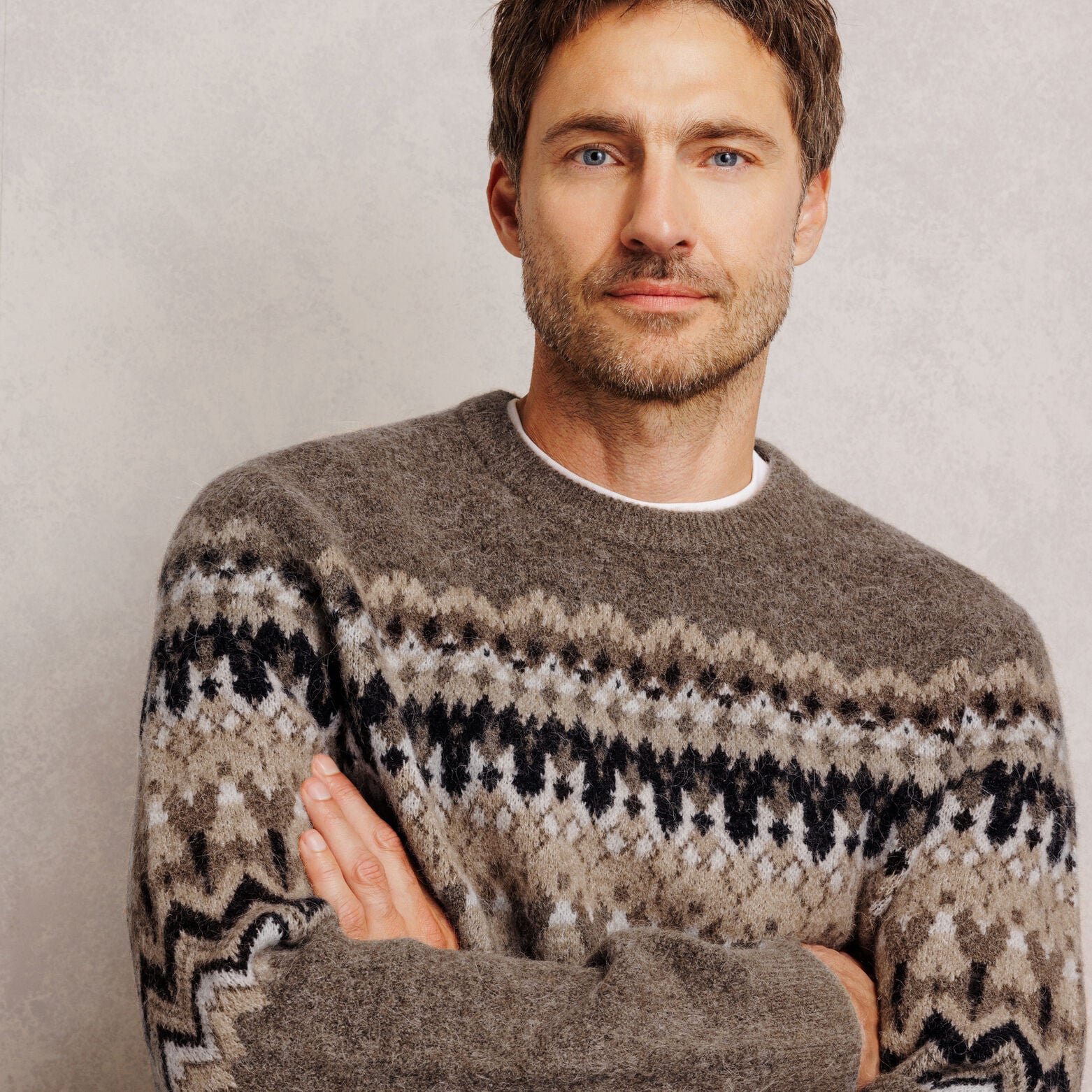 Pull col rond jacquard