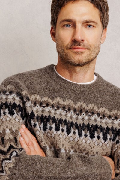 Pull col rond jacquard