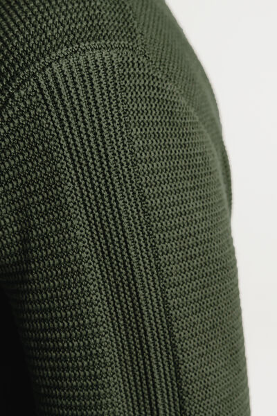 Pull col rond jeux de points fantaisie