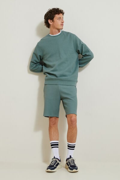 Het pakket sweater bermuda in wafelstof - Groen