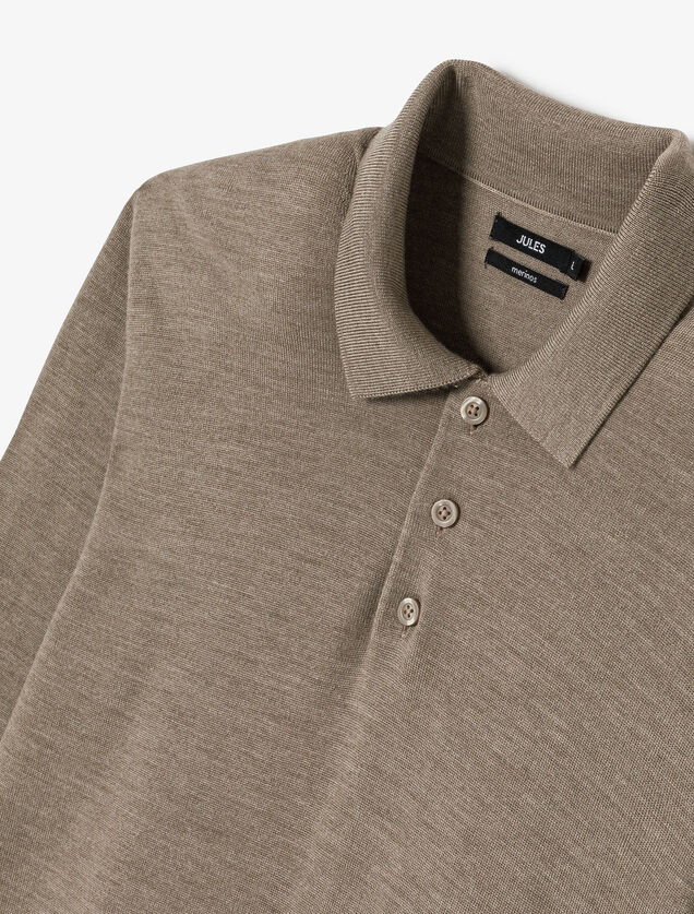 Polo en maille col boutonn&eacute; m&eacute;rinos