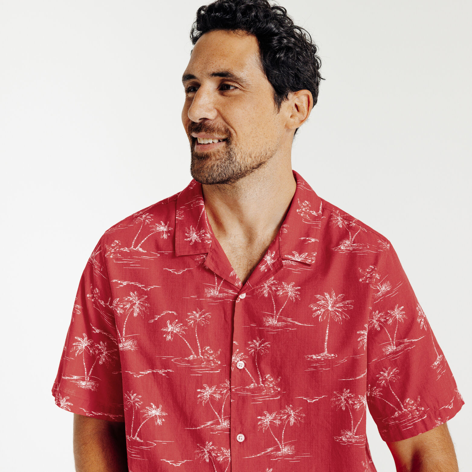 Regular hemdje met landschapsprint in gevlamd kato