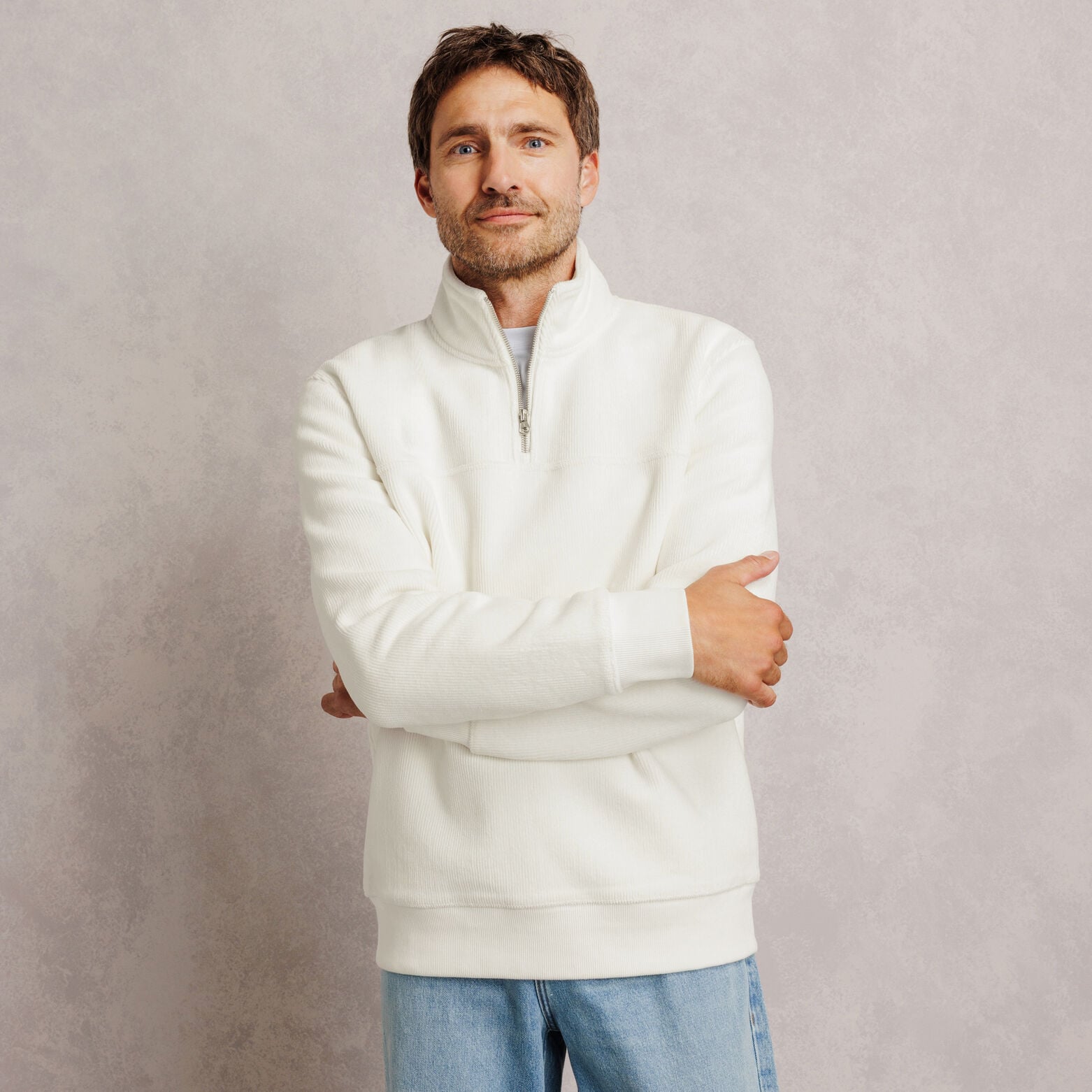 Sweat col montant zipp&eacute; en velours