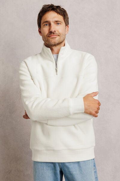 Sweater met opstaande ritskraag in fluweel