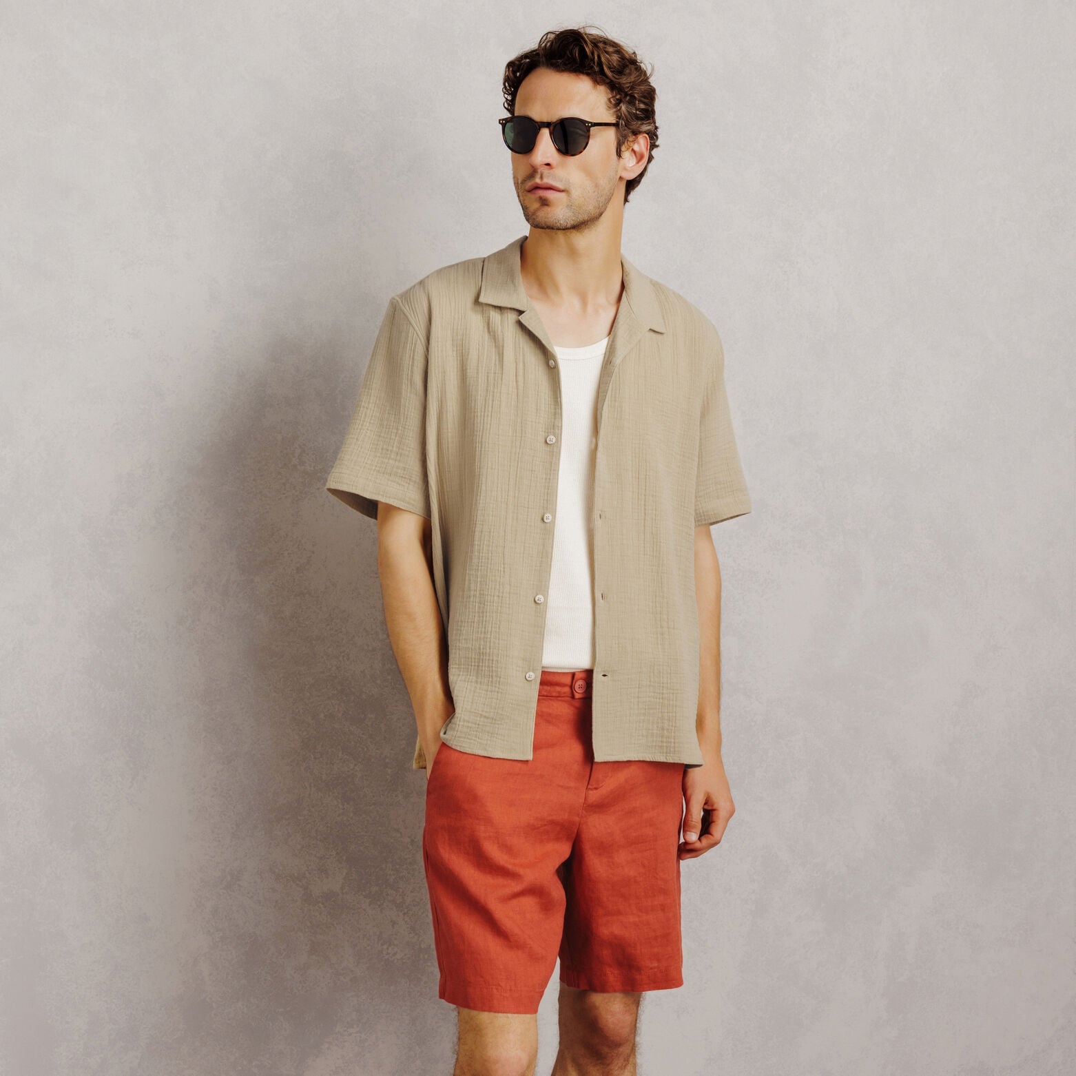 Chemisette gaze de coton col requin unie