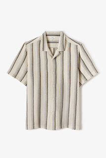 Chemisette en coton jacquard ray&eacute;e