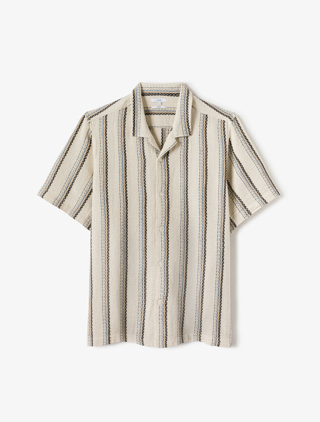 Chemisette en coton jacquard ray&eacute;e