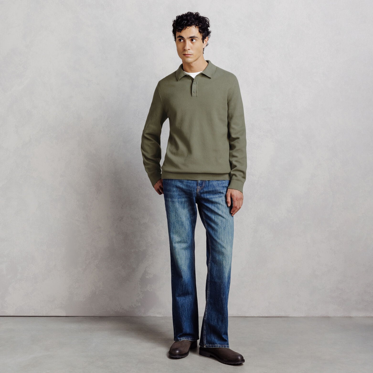 Pull col polo boutonn&eacute; fantaisie