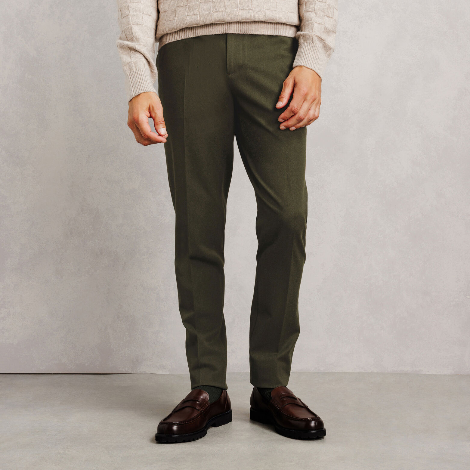 Pantalon chino slim en flanelle