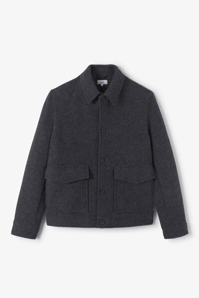Blouson en laine col chemise