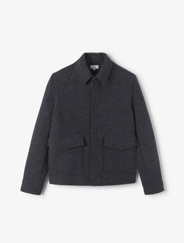 Blouson en laine col chemise
