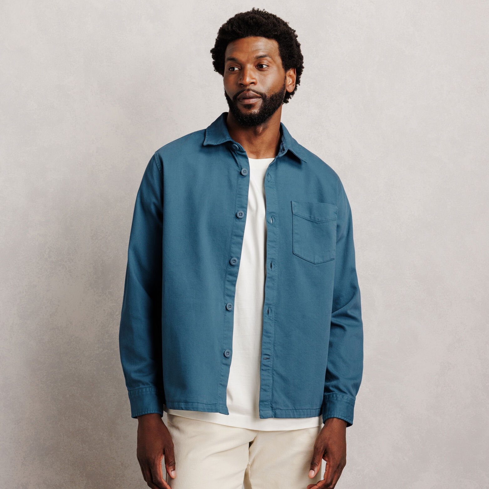 Surchemise regular col fran&ccedil;ais 100% coton