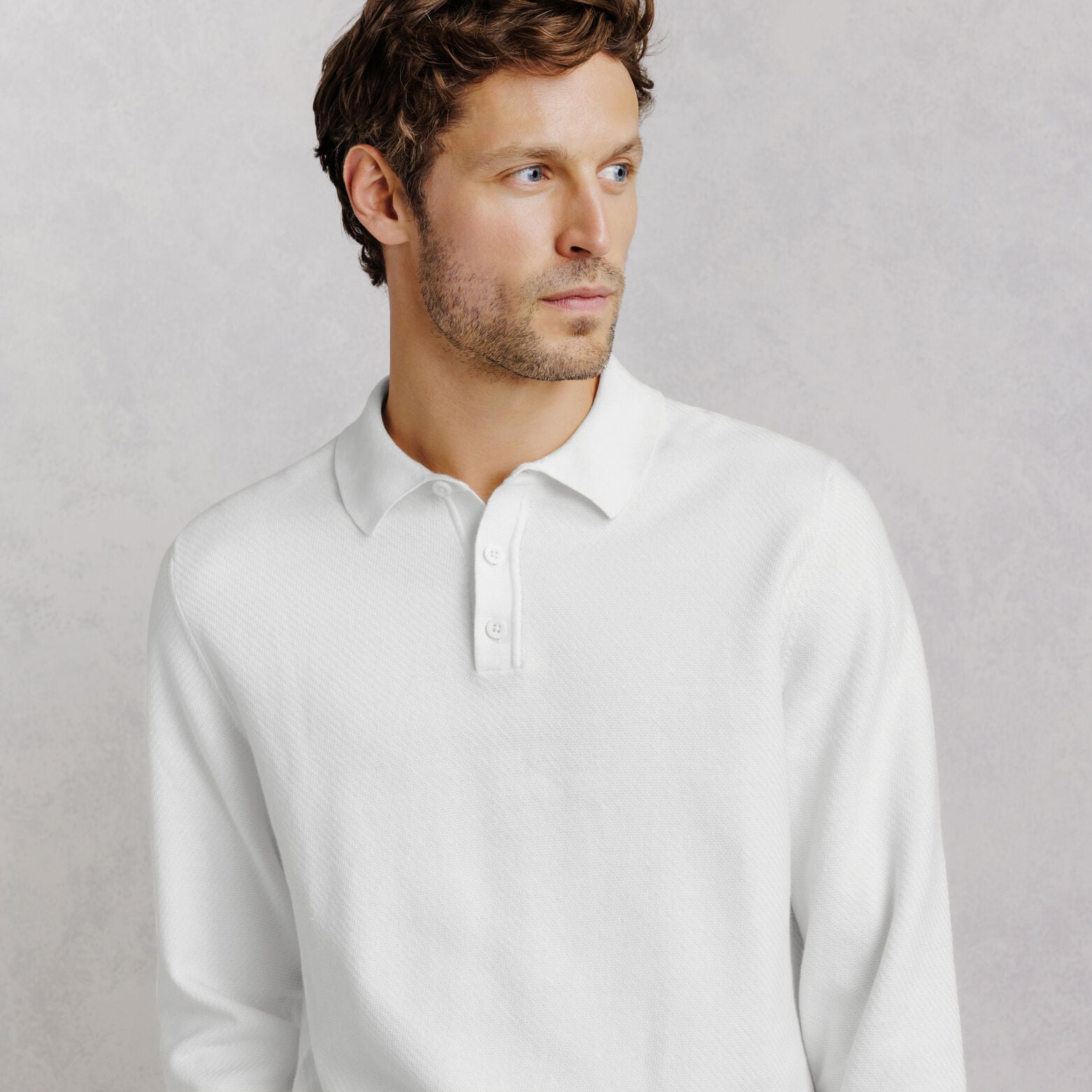 Pull col polo boutonn&eacute; fantaisie