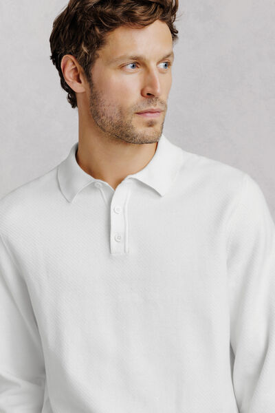 Pull col polo boutonn&eacute; fantaisie