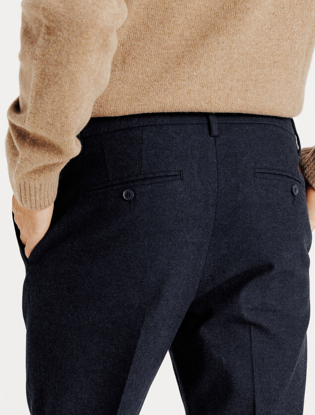 Slim fit chinobroek met flaneleffect