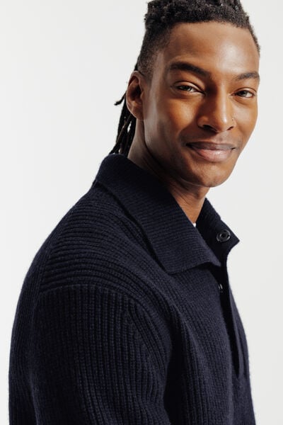 Trui truckerskraag in lambswool