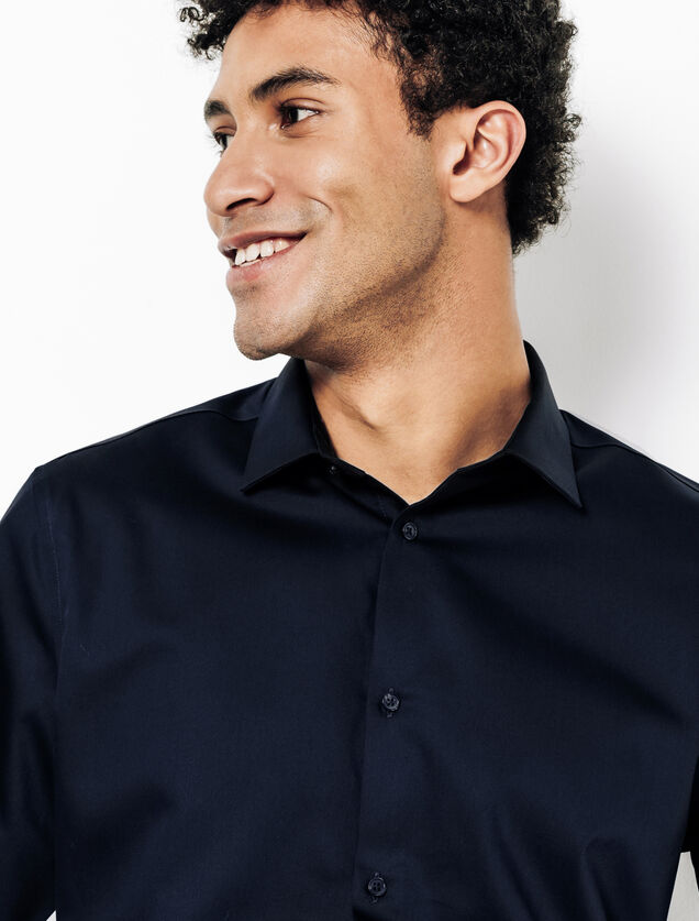 Chemise sans repassage en coton unie slim